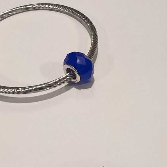 Silver Blue‎ Faceted Charm for Pandora Style Bracelet - Picture 4 of 4